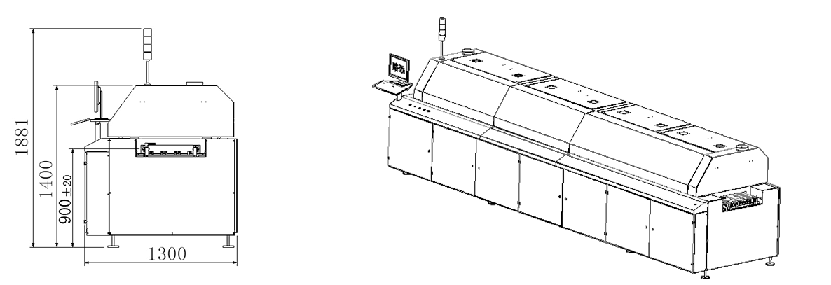 Six-zones Reflow oven _Right size